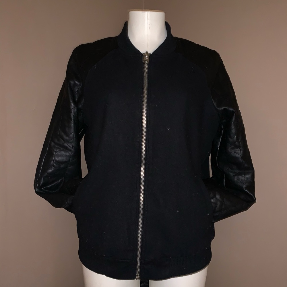 Forever 21 Women’s Faux Leather Varsity Jacket